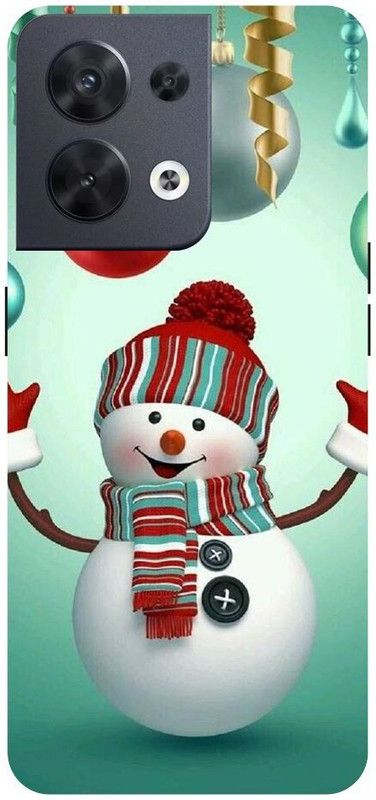 Wall Art Back Cover for OPPO RENO 8 (5G) Christmas Snow, Wintor Cartoon, Santa Claus Printed  (Multicolor, Dual Protection, Pack of: 1)