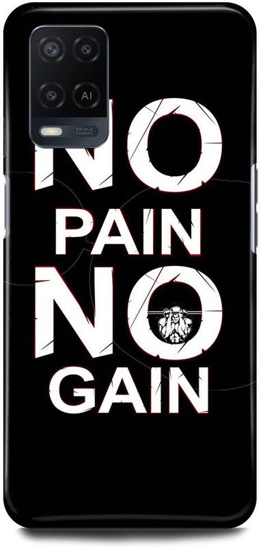 FRONK Back Cover for OPPO A54, CPH2239, NO, PAIN, NO, GAIN, GYM, WORKOUT  (Black, Hard Case, Pack of: 1)