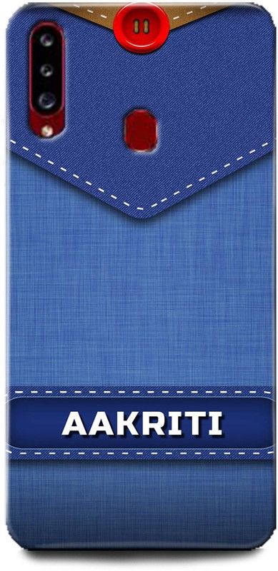 WallCraft Back Cover for Samsung Galaxy A20s AAKRITI NAME, A LETTER, BLUE, JEANS, ALPHABET, DESIGN  (Multicolor, Dual Protection, Pack of: 1)