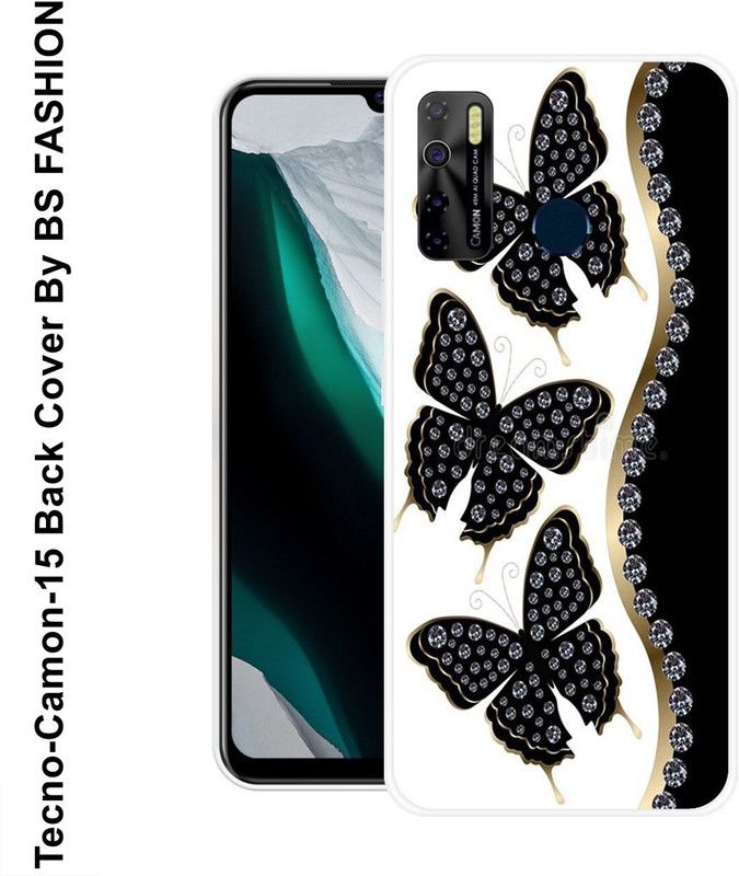 shyamshree Back Cover for Tecno Camon 15  (Black, White, Silicon)