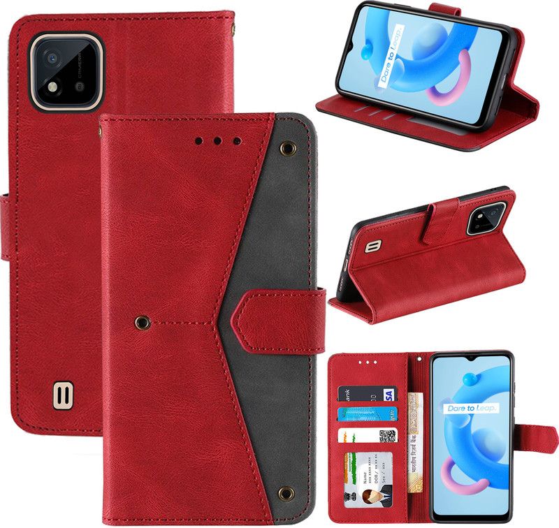 Autofocus Flip Cover for Realme C11 2021  (Red, Camera Bump Protector, Pack of: 1)