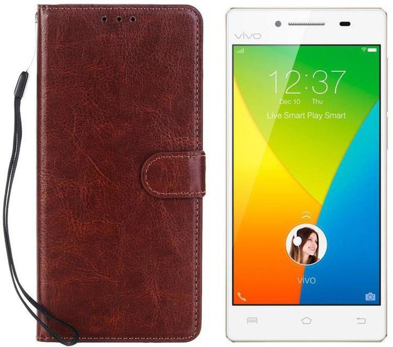 Dgeot Flip Cover for Vivo Y51L (White, 16 GB) (2 GB RAM)  (Brown, Dual Protection, Pack of: 1)