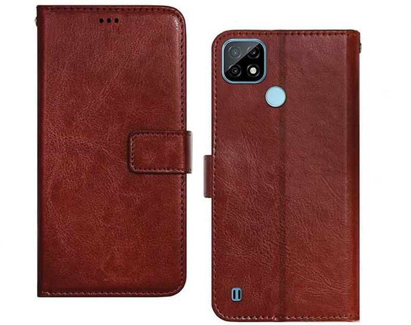 ONCRAVES Flip Cover for Realme C25 (Brown, Cases with Holder)  (Brown, Grip Case, Pack of: 1)
