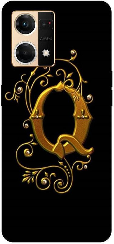COVERJET Back Cover for RENO 7- CPH2363--Q- NAME- LETTER- ALPHABET- GOLDEN  (Gold, Hard Case, Pack of: 1)