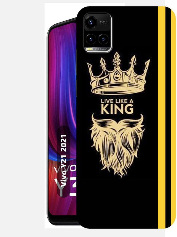 BUYMORE Back Cover for Vivo Y21 2021  (Black, Yellow, Silicon, Pack of: 1)