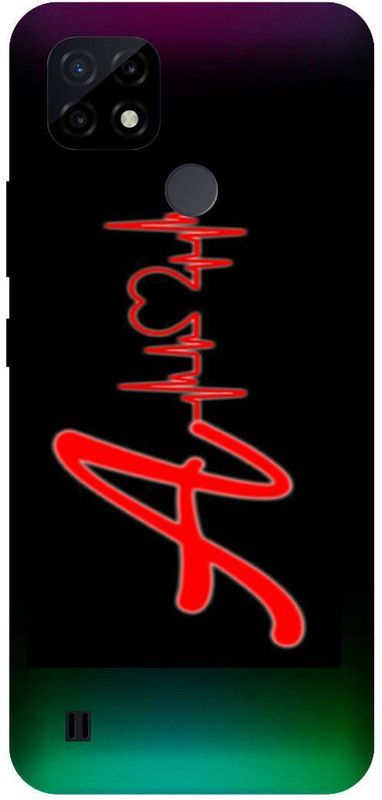 Yoprint Back Cover for Realme C21y A Name Logo A Text Printed back Cover  (Multicolor, Hard Case, Pack of: 1)
