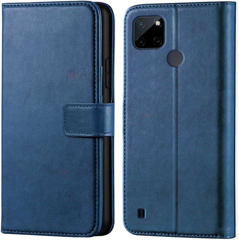 Asgeot Wallet Case Cover for Realme C21Y  (Blue, Dual Protection, Pack of: 1)