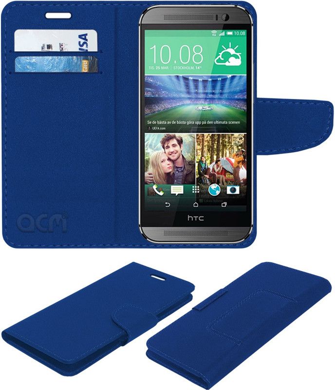 ACM Flip Cover for Htc One M8 Eye  (Blue, Cases with Holder)
