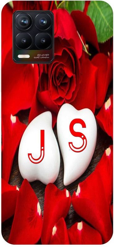 COVERJET Back Cover for Realme 8-J- S- NAME- LETTER- LOVE- PATTERN  (Red, Hard Case, Pack of: 1)