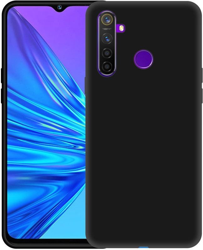 CASE CREATION Back Cover for Realme 5 Pro  (Black, Shock Proof, Silicon, Pack of: 1)