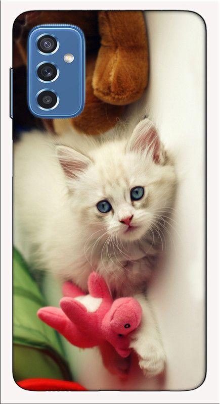 iprinto Back Cover for Samsung Galaxy M52 5G Cat logo Animal Back Cover  (White, Hard Case)
