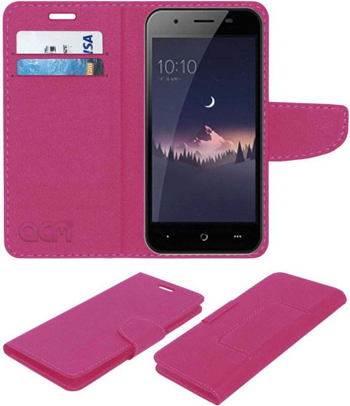 ACM Flip Cover for Lephone W12  (Pink, Cases with Holder, Pack of: 1)