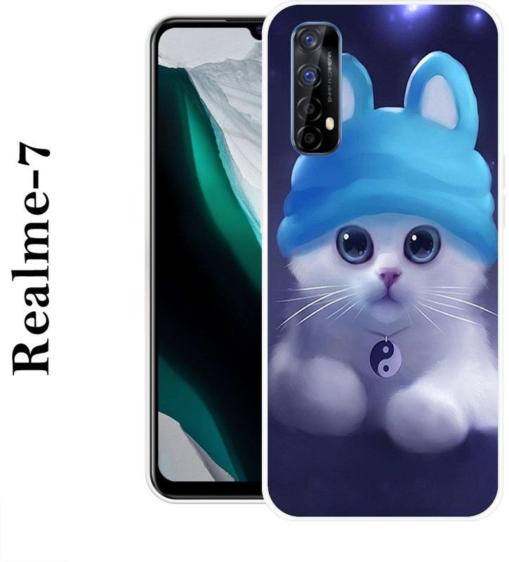 PALWALE BALAJI Back Cover for Realme 7  (Blue, White, Grip Case, Silicon)