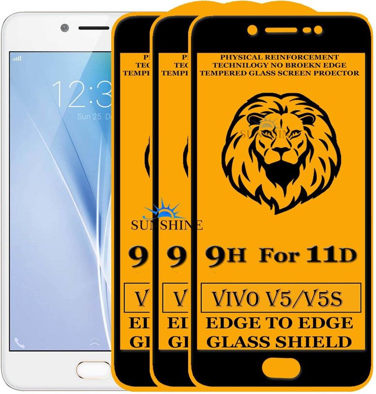 SUNSHINE Edge To Edge Tempered Glass for Vivo V5  (Pack of 3)