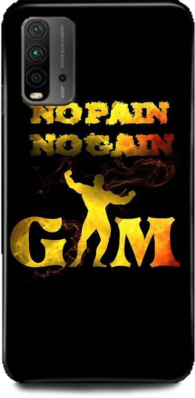 MP ARIES MOBILE COVER Back Cover for POCO M3, MZB087CIN, Gold Gym Fitness Workout Gym No Pain No Gain Stop Wishing Start Doing  (Multicolor, Hard Case)