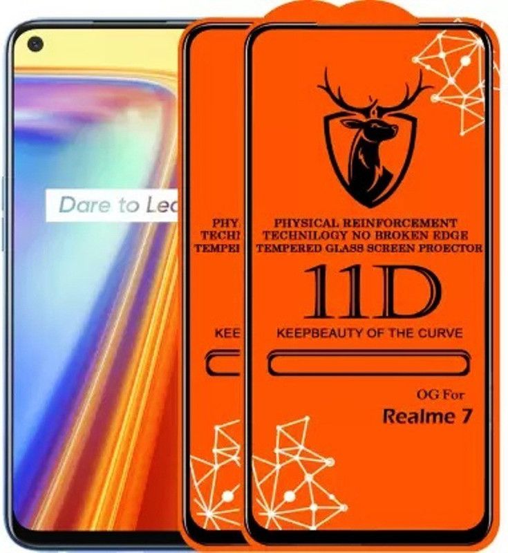 HIE POWER Edge To Edge Tempered Glass for Realme 7, 7i (Premium-11D Glass (Pack Of 2))  (Pack of 2)