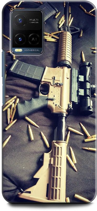 KEYCENT Back Cover for Vivo Y21T AR-15, ARMY, AR-15 GUN, GUN BULLETS, MILITARY, RIFLE, ARMY  (Multicolor, Shock Proof, Pack of: 1)