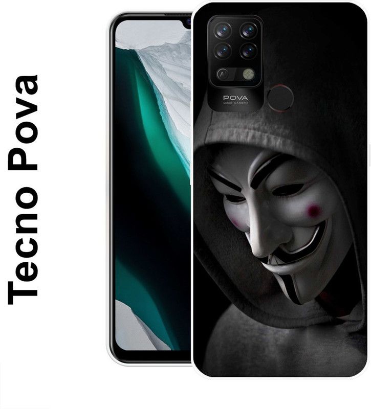 INDIALAND Back Cover for Tecno Pova  (Black, White, Grip Case, Silicon)
