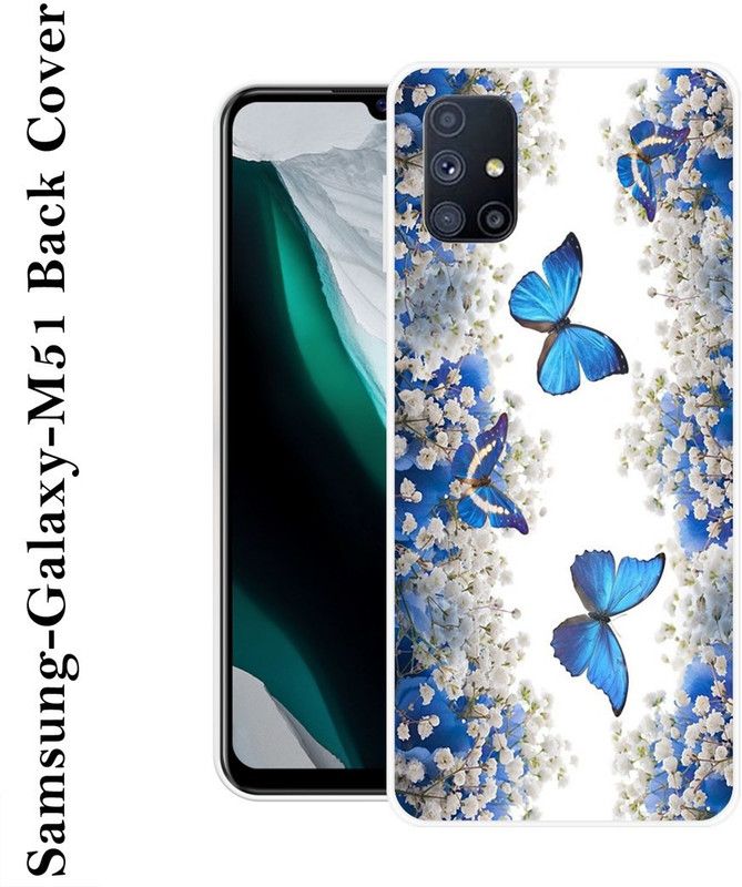 SHIVKUDI Back Cover for Samsung Galaxy M51  (Blue, White, Grip Case, Silicon)