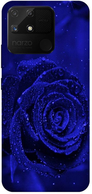 UMPRINT Back Cover for Realme Narzo 50A,RMX3430 Blue Rose Flower Printed Back Cover  (Multicolor, Shock Proof, Pack of: 1)