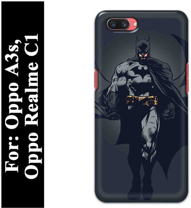 Majestic Back Cover for Oppo A3s, Realme C1  (Grey, Black, Hard Case)