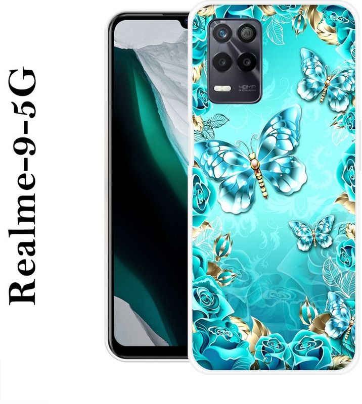 BAGRA Back Cover for Realme 9 5G  (Blue, Gold, Grip Case, Silicon)