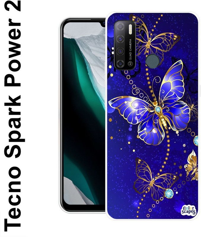 JATLAND Back Cover for Tecno Spark Power 2  (Blue, Gold, Silicon)