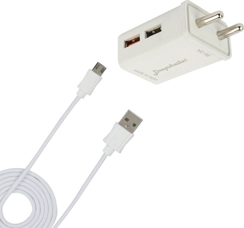 Deepsheila 5 W NA 3.4 A Multiport Mobile 3.4A. FAST CHARGER & V8 CABLE FOR LYF WIND 1 Charger with Detachable Cable  (White, Cable Included)