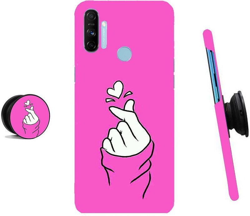 ZAPPY Back Cover for Realme Narzo 10A, Realme Narzo 20A  (White, Pink, Cases with Holder)