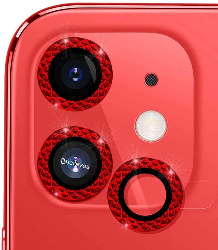 ONCRAVES Back Camera Lens Ring Guard Protector for iphone12 Mini Diamond Cut / Red  (Pack of: 2)