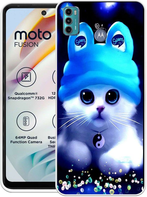 BAILAN Back Cover for MOTOROLA G40 Fusion  (White, Blue, Grip Case, Silicon, Pack of: 1)