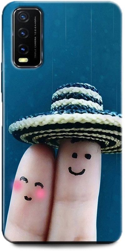 INDICRAFT Back Cover for Vivo Y12G, V2068 HAPPY, COUPLE, TOGETHER, ART, FINGER ART  (Multicolor, Dual Protection, Pack of: 1)