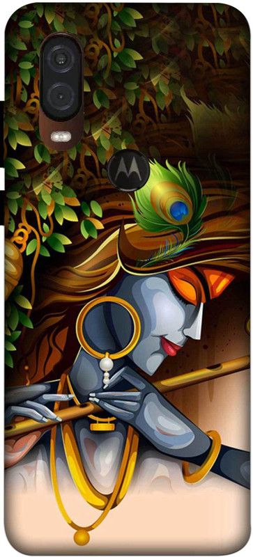 NDCOM Back Cover for Motorola One Vision Lord Krishna With flute Printed  (Multicolor, Hard Case, Pack of: 1)