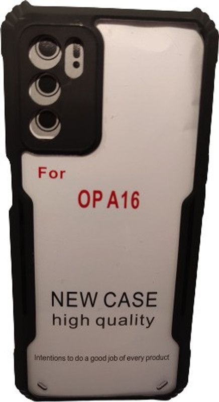 TempGlow Back Cover for Oppo A16  (Black, Transparent, Grip Case, Pack of: 1)