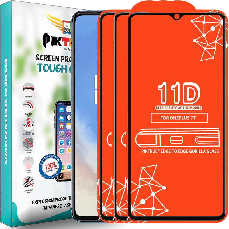 PikTrue Edge To Edge Tempered Glass for Oneplus 7T  (Pack of 3)
