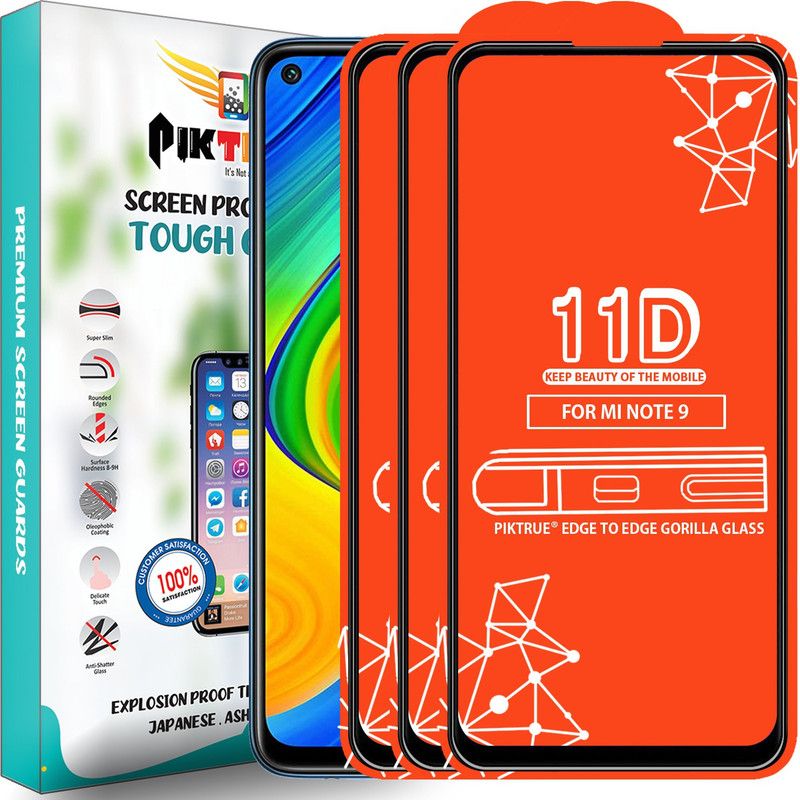 PikTrue Edge To Edge Tempered Glass for Redmi Note 9  (Pack of 3)