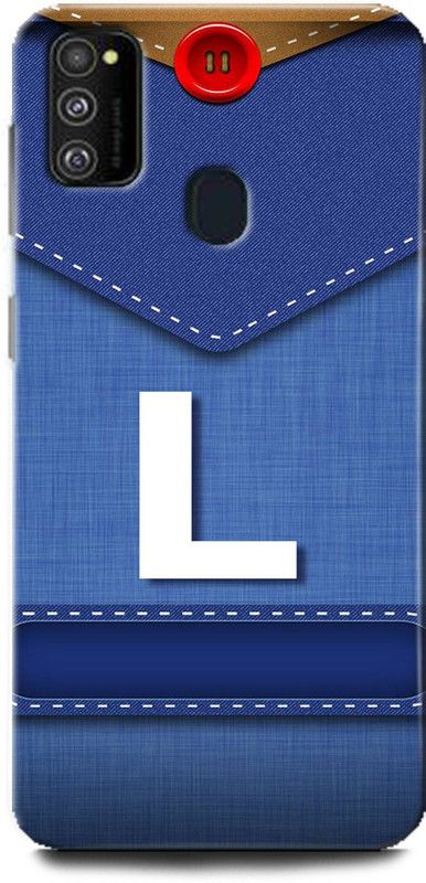 WallCraft Back Cover for Samsung Galaxy M21 L, L LETTER, L NAME, BLUE, JEANS, L ALPHABET, ALPHABET  (Multicolor, Dual Protection, Pack of: 1)