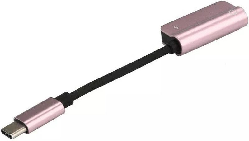 Crystonics Rose Gold 2 in 1 Type C to 3.5mm Jack Headphone adapter USB Type C Audio Cable Charger Phone Converter  (Android Phones and Tablets)
