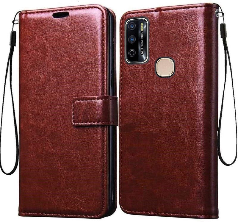 Tingtong Flip Cover for Infinix Smart 4, Infinix Smart 4+ Plus  (Brown, Cases with Holder, Pack of: 1)