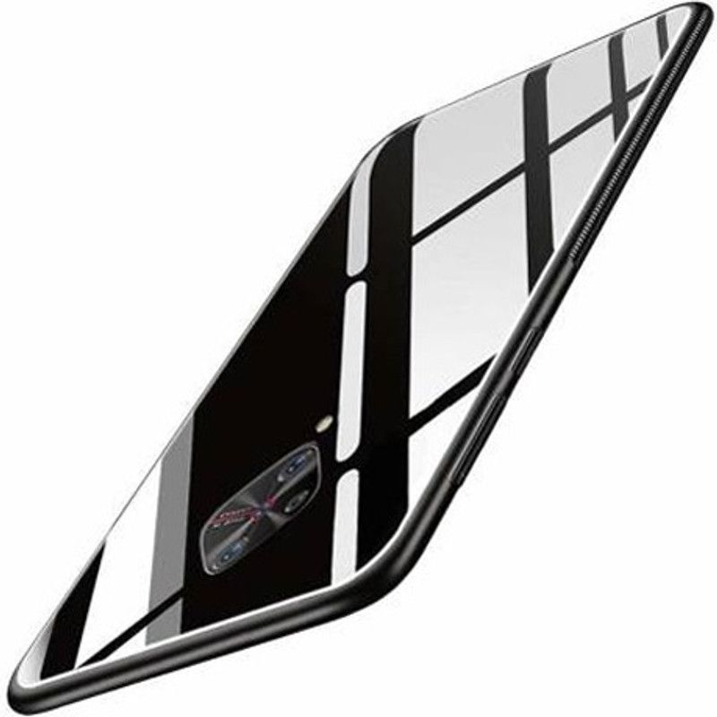 RK Seller Back Cover for vivo S1 Pro Luxurious Toughened Glass Back Case with Shockproof TPU Bumper  (Black, Pack of: 1)