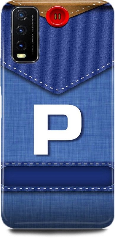 FUGGA Back Cover for Vivo Y20, V2029, P, LETTER, ALPHABET, BLUE, JEANS, PATTERN, P, NAME  (Multicolor, Hard Case, Pack of: 1)