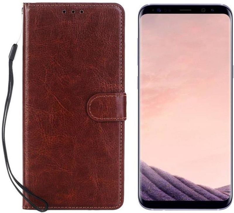 Dgeot Flip Cover for Samsung Galaxy S8 Plus (Orchid Grey, 64 GB) (4 GB RAM)  (Brown, Dual Protection, Pack of: 1)