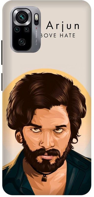 DIKRO Back Cover for REDMI Note 10S, MZB08PLIN, ALLU, ARJUN, SOUTH, HERO, ACTOR, PUSHPA  (Brown, Hard Case, Pack of: 1)
