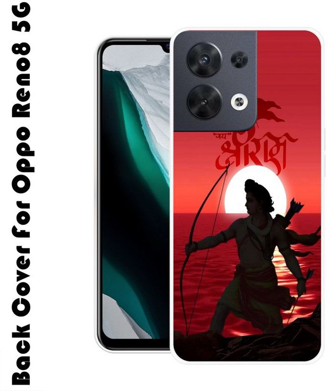 INDIALAND Back Cover for Oppo Reno8 5G  (Black, Red, Silicon, Pack of: 1)
