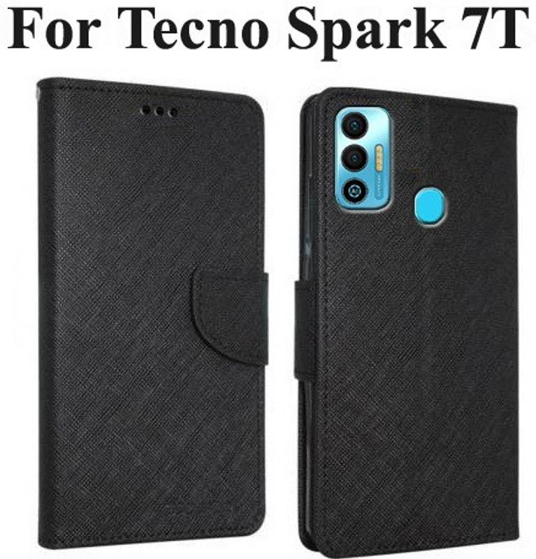 Mehsoos Flip Cover for Tecno Spark 7, Tecno Spark 7T  (Black, Dual Protection, Pack of: 1)