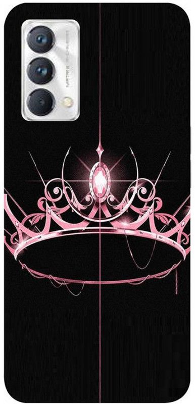 Golden Mask Back Cover for Realme GT Master Black Background And Pink Crown  (Multicolor, Waterproof, Silicon, Pack of: 1)