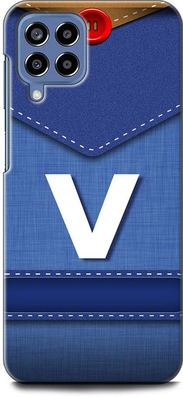 WallCraft Back Cover for SAMSUNG Galaxy M53 5G V, V LETTER, V NAME, BLUE, JEANS, V ALPHABET, ALPHABET  (Multicolor, Dual Protection, Pack of: 1)