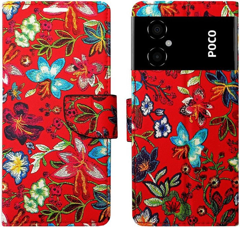 Dhar Flips Flip Cover for Poco M4 5G in Premium Quality Material  (Red, Magnetic Case, Pack of: 1)