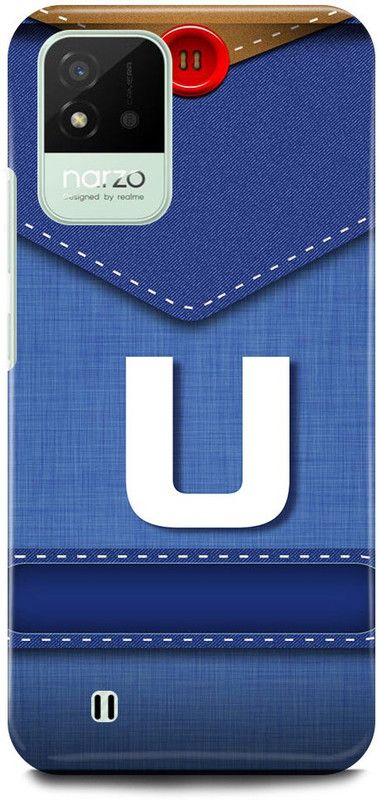 FUGGA Back Cover for realme Narzo 50i, U, LETTER, ALPHABET, BLUE, JEANS, PATTERN, U, NAME  (Blue, Hard Case, Pack of: 1)