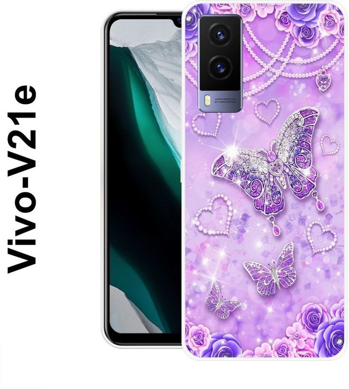 REALKING Back Cover for Vivo V21e  (Purple, Silicon)